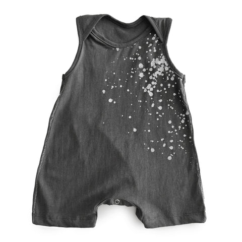 Charcoal Sleeveless Romper with Splash Print