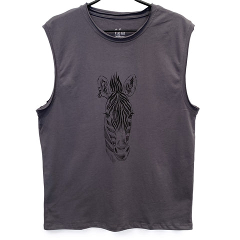 Charcoal U Tank Shirt Zebra
