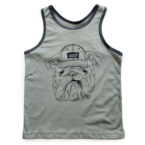 Olive Tank Top with Dog print