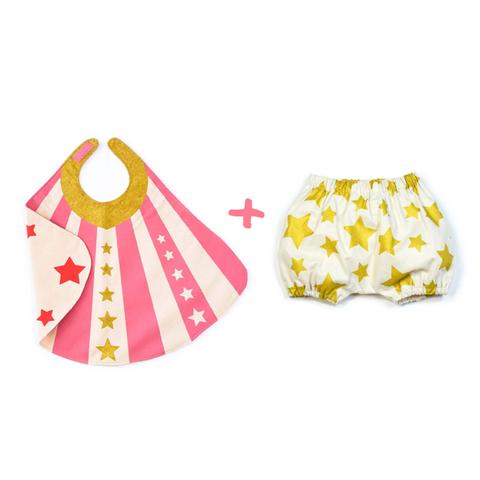 Pink Baby Hero Cape + Bloomer Set